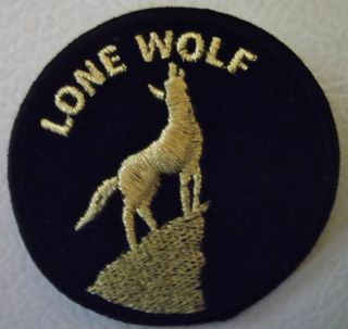 Lone Wolf Motorcycle Biker Jacket Patch Black with Gold Letters