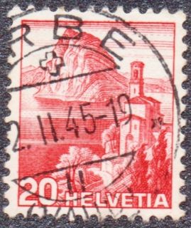 1945 Switzerland 20 Helvetia Used Stamp