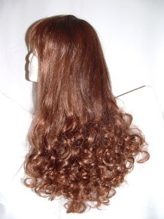 Long Full Wig Medium Brown w Bangs Lots of Curls at Bottom