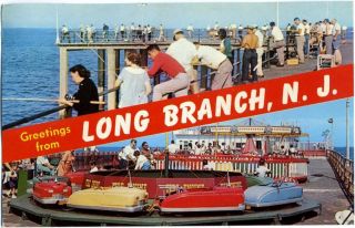 Kiddie Rides Fishing Pier Long Branch NJ Great Postcard 1960