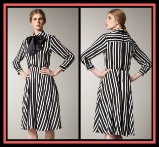 Alice Olivia Loraine Striped Shirt Dress s 4 6 UK 8 10 $396 Silk Black