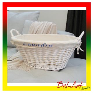 Double Sided White Laundry Wicker Basket Photography Studio Photo Prop