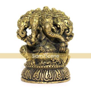 Lord Ganesh 5 Faces Brass Statue Sculpture Hindu God OM