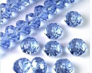 Hot Sell 70 72pcs Light Blue Crystal Loose Gemstone Beads 6x8mm