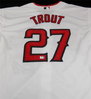 AL ROY LOS ANGELES ANGELS MIKE TROUT SIGNED JERSEY WITH COA WHITE SIZE