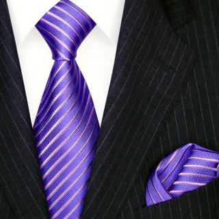 8451201 Lorenzo Cana Luxury Neck Tie and Hanky Set Silk Purple Violet