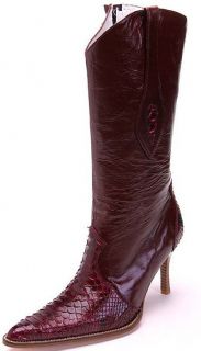 Python Leather Los Altos Burgundy Womens Cowboy Boots Western