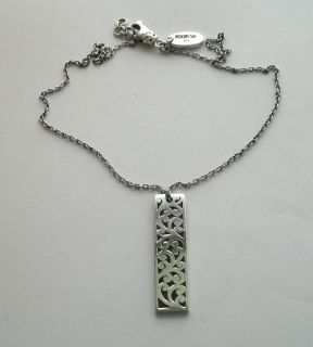 Lois Hill Silver Unisex Chain Necklace w Cutout Dog Tag Stick Pendant