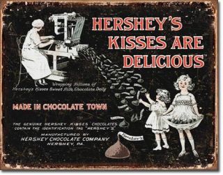 Classic Distressed Tin Sign Advertising Hershey Milk Chocolate Kisses