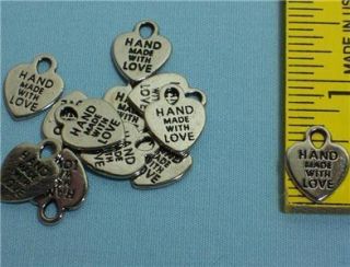 Silver Heart Charms Made with Love Jewelry Findings