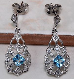 London Blue Topaz 925 Sterling Silver Earrings 1 Long