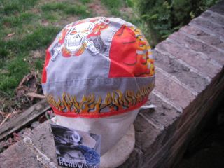 Headwraps Doo Du rags Biker Welder Skull bandana cap scull orange