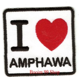 Love Amphawa Logo Embroidered Iron Patch T Shirt Sew