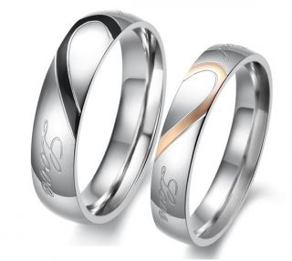 Steel Real Love Engraved Wedding Band Fashion Couple Rings