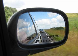 Objects in Mirror are Losing Etched Glass Decal BLACK NEW Funny Vinyl
