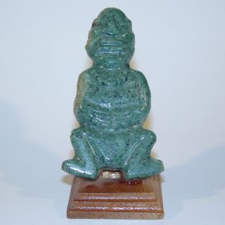 Real Mayan Lord Shape Jade Figurine Guardian Lucky Talisman Amulet