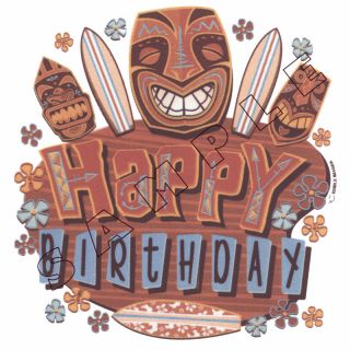 Happy Birthday Luau Edible Cake Topper Decoration Image