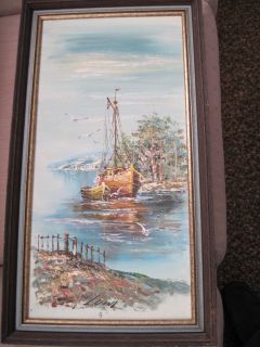 Oil Painting Harbor Scene by Luini