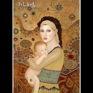 Nouveau Mother and Child Baby Toddler Gold Goddess Icon Spiritual Lusk