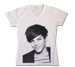 One Direction Louis Tomlinson Womens V Neck T Shirt 1D Boy Band Fan