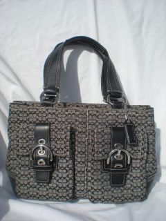 Coach 3646 Signature SOHO SATCHEL Handbag Purse Bag Black Silver EUC