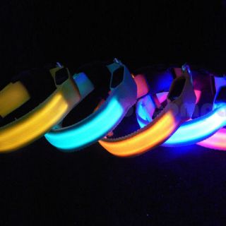 Nylon LED Pet Dog Night Safety Collar LED Light Up Flashing Glow s M L