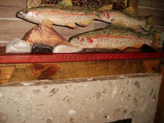  trout 40 inch chainsaw wood carving fly fish mount or stand LYND art