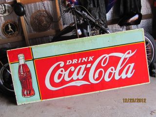 Original 1936 Coca Cola Large Checker Board Bottle Sign
