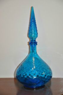 Vintage Blue Wine Liquor Genie Bottle Decanter Italy