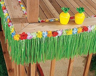 48 ft Green Grass Table Skirt Fringe Luau Party Decor