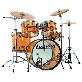Ludwig USA Vistalite 5 PC Big Beat Drum Set Amber Acrylic New w