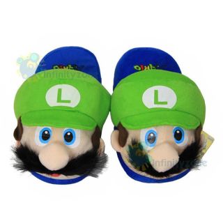 Super Mario Bros Luigi Adult Plush Slipper Slippers Grn