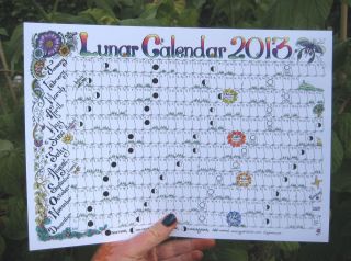 2013 Lunar Calendar A4 Moon Phase Pagan Wiccan Goddess