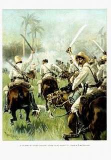 Print Charge of Cuban Cavalry with Machetes T de Thulstrup Art
