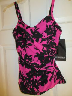 Magicsuit by Miraclesuit Size 8 Pink Black Tankini Top Originally $124