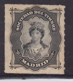 Viñeta Sociedad Del Timbre Madrid Engraved CA 1900 Queen