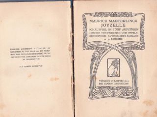 Art Nouveau Book M Maeterlinck Joyzelle 1904 German