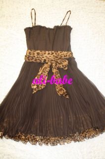 Dolce Gabbana Brown Chiffon Leopard Corset Dress 44 M