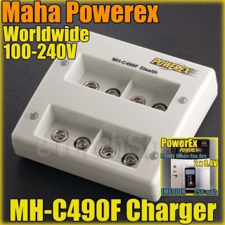Maha Powerex MH C490F 4 Bank Fast 9V Volt Charger 2X 8 4V 250mAh