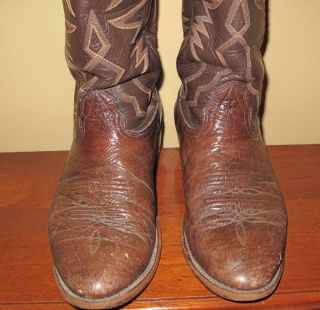Larry Mahan Mens Cowboy Dark Brown Buffalo Leather Boots Size 9D