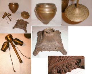 Antique Brass or Bronze Ornate Lamp Parts Restoration 