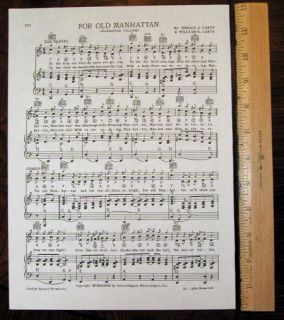 Manhattan College Song Sheet C 1938 for Old Manhattan