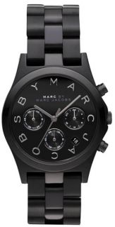 Marc Jacobs Henry Aluminum Chronograph Rich Black Watch MBM3524 Tags