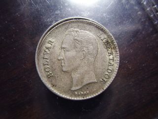 RARE Broad Struck Venezuela 1954 25 Centavos