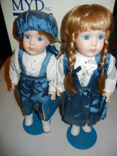 Marian Yu Designs MYD Brother and Sister in Blue Outfit Mint in Box