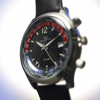 Marco Polo Swiss World Time Watch Black Dial