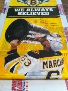 Brad Marchand Boston Bruins Signed Stanley Cup Parade Street Banner
