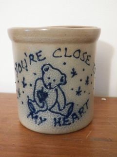 Vintage Maple City Pottery Bear Youre Close to My Heart Painted Crock