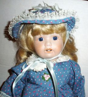 Cute 1988 14 Porcelain Margie Brinns Doll with Stand