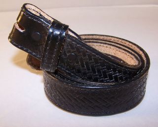 Boys Black Western Leather Belt Size 20 Weave Pattern